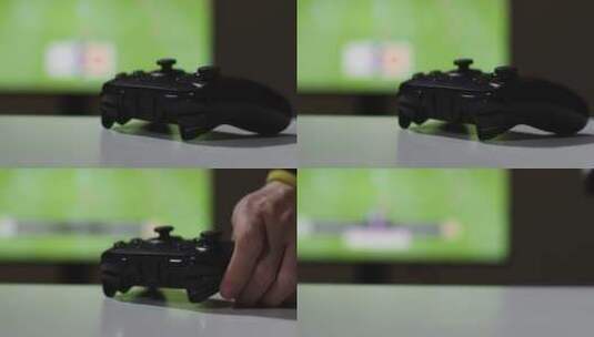 手拿起视频游戏控制器的特写高清在线视频素材下载
