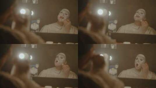 小丑在化妆间卸妆高清在线视频素材下载