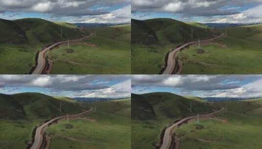 G318川藏线草原青藏高原公路自驾游高清在线视频素材下载