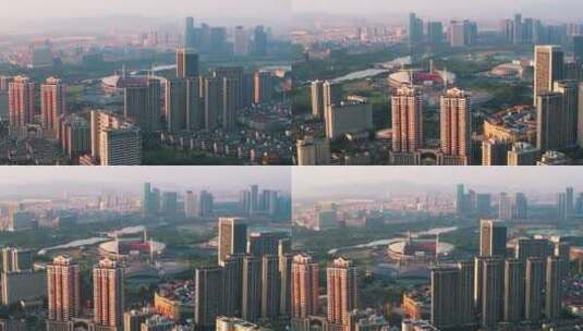 合集 浙江义乌城市地标风光长焦航拍高清在线视频素材下载