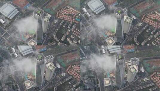 云雾中的东莞国贸中心大厦高清在线视频素材下载