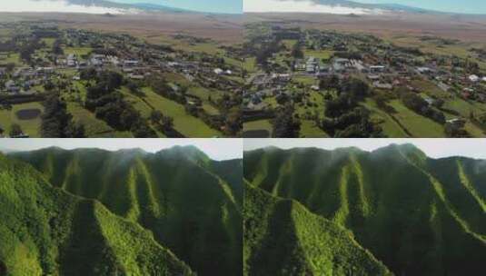 美国夏威夷山脉瀑布航拍高清在线视频素材下载