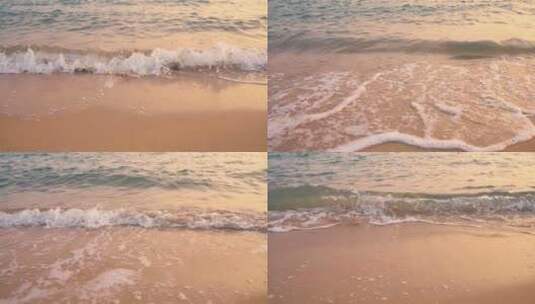 清晨沙滩海浪4K高清在线视频素材下载