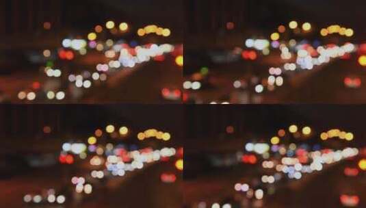 城市夜晚车流光斑光晕高清在线视频素材下载