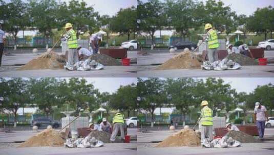 市政园林工程-广场地面养护高清在线视频素材下载