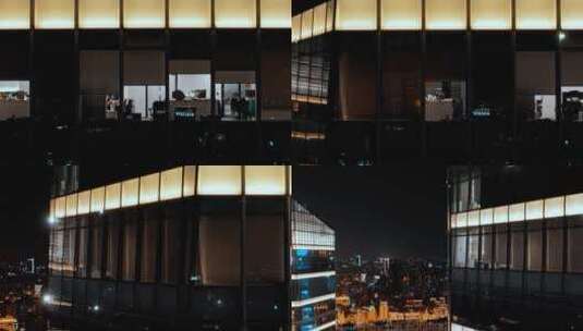 上海国际大厦夜景航拍高清在线视频素材下载