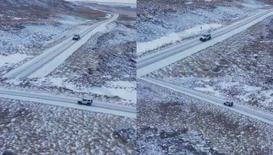 冰岛公路上行驶的汽车高清在线视频素材下载