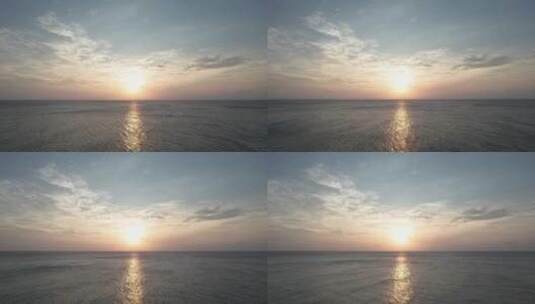 日落夕阳下大海中航行航拍素材高清在线视频素材下载