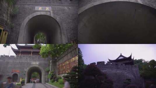 杭州吴山景区鼓楼城墙4K视频素材高清在线视频素材下载