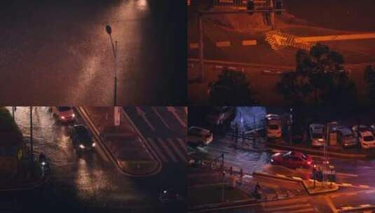 唯美下雨夜晚雨中的城市4k视频素材高清在线视频素材下载