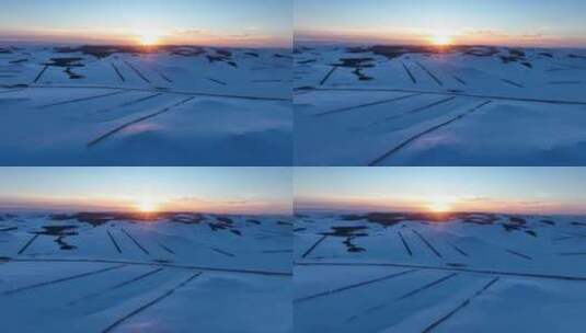 航拍东北雪域雪原雪野风光高清在线视频素材下载