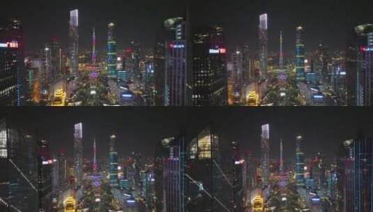 航拍广州塔珠江新城夜景高清在线视频素材下载