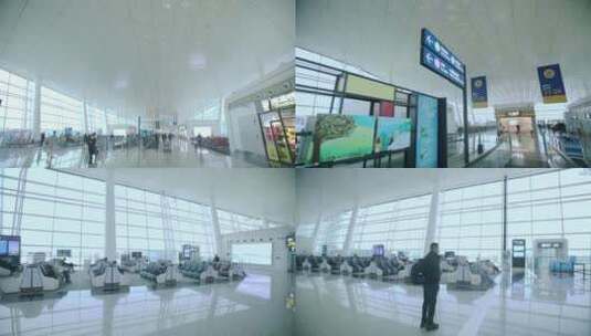 机场候机厅商务出行交通机场内空镜旅行飞机高清在线视频素材下载