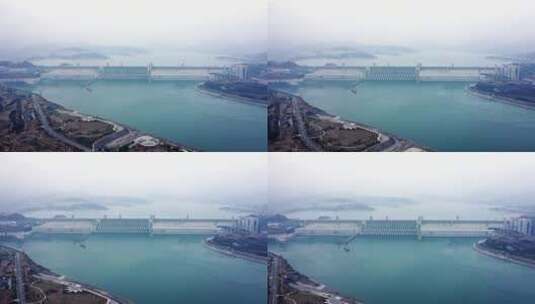 湖北宜昌秭归县三峡大坝航拍视频高清在线视频素材下载
