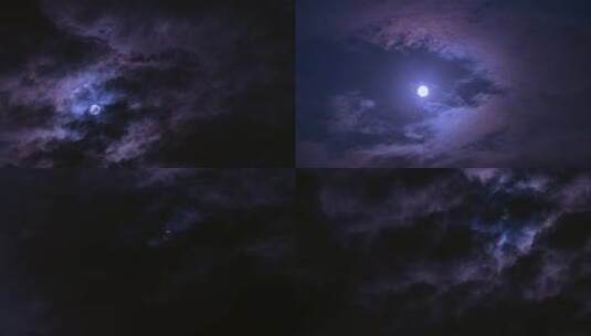 浮云下面的月亮高清在线视频素材下载