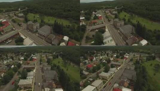 戴维斯，西弗吉尼亚州的鸟瞰图揭示了周围乡村的亲密和宏伟高清在线视频素材下载