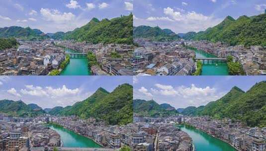 贵州镇远古镇5A景区航拍移动延时高清在线视频素材下载