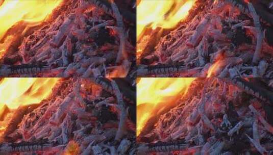 篝火 火堆 火苗 露营高清在线视频素材下载