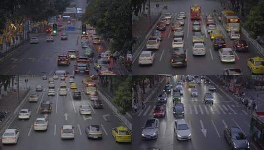 广州天河林和西雨天交通红绿灯高清在线视频素材下载