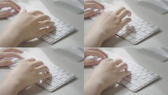 白色键盘打字输入特写高清在线视频素材下载