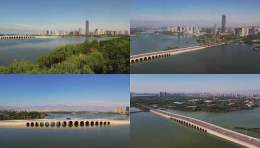 宁夏桥梁多孔桥拱桥路桥交通公路桥大桥高清在线视频素材下载