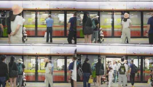 地铁站上下车乘客高清在线视频素材下载