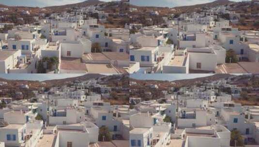 希腊莱夫克斯农业村风景如画的白色建筑的无人机拍摄高清在线视频素材下载