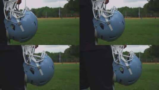 美国足球运动员拿着头盔01高清在线视频素材下载