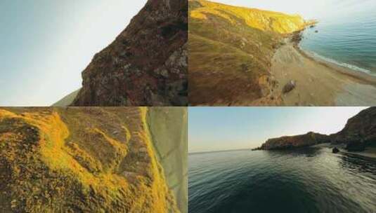 FPV穿越机无人机航拍海浪沙滩海岛森林日出高清在线视频素材下载