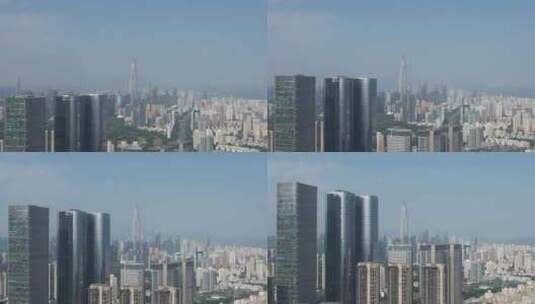 航拍深圳福田CBD群楼高清在线视频素材下载