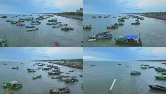4k航拍湛江遂溪乐民海边小渔村海岸线日落高清在线视频素材下载