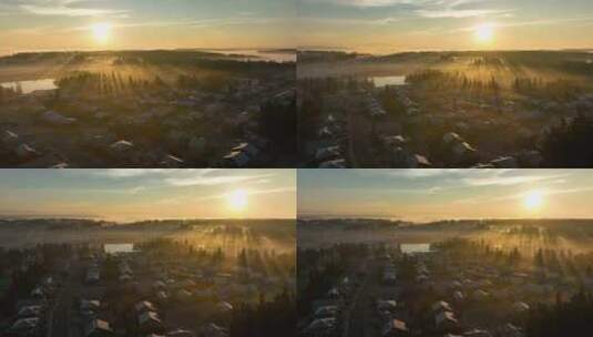 日出时惠德贝岛附近的鸟瞰图。高清在线视频素材下载