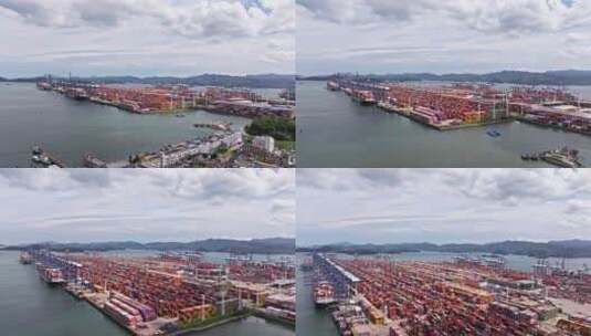 5k进出口货物港口洋山港深水港海运物流高清在线视频素材下载