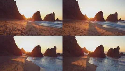 海滩美丽的日落高清在线视频素材下载