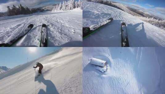 【合集】单板滑雪慢动作斜坡鸟瞰高清在线视频素材下载
