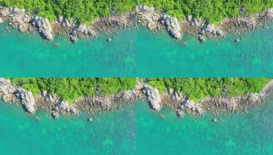 航拍国家海岸海南三亚三亚湾绿松石色海岸线高清在线视频素材下载
