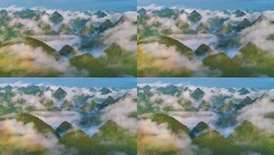航拍云雾中的群山高清在线视频素材下载