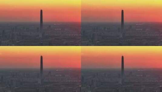 航拍城市日落风景高清在线视频素材下载