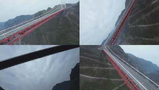 矮寨大桥fpv穿越机花式飞行航拍高清在线视频素材下载