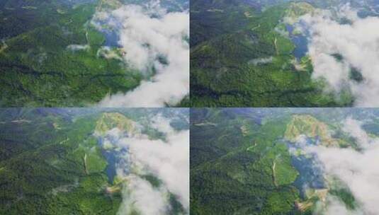 航拍云雾山河绿水青山自然风景高清在线视频素材下载