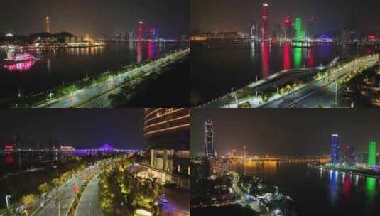 珠海湾仔十字门夜景高清在线视频素材下载