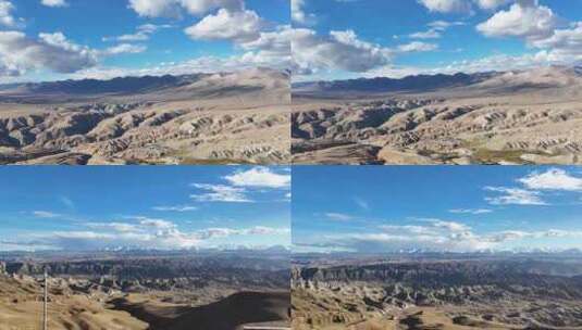 航拍西藏札达土林沙丘自然风光高清在线视频素材下载