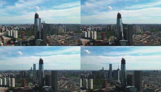 4K高清航拍沈阳青年大街办公大厦摩天大楼高清在线视频素材下载