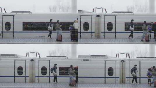 洛阳春运高铁站返乡站台回家高清在线视频素材下载