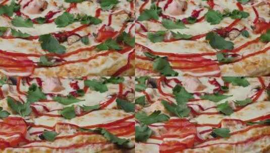 美食披萨特写镜头高清在线视频素材下载