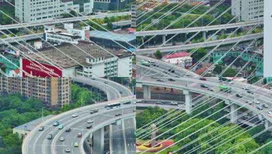 上海市黄浦区黄浦江南浦大桥桥梁汽车车辆车高清在线视频素材下载