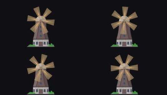 木制老风车动画1080p高清在线视频素材下载