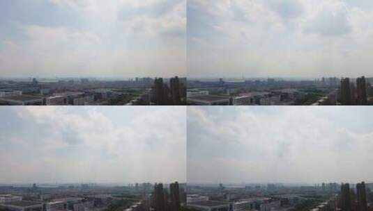 杭州钱塘新区蓝天白云城市航拍延时摄影高清在线视频素材下载