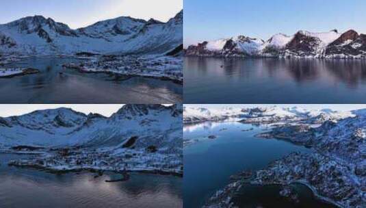 4K延时航拍挪威塞尼亚岛雪景最美风光高清在线视频素材下载
