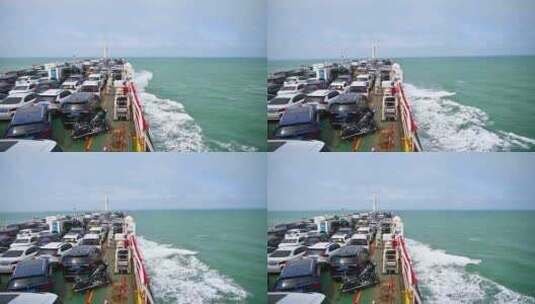 海口轮渡货船在琼州海峡海上航行高清在线视频素材下载
